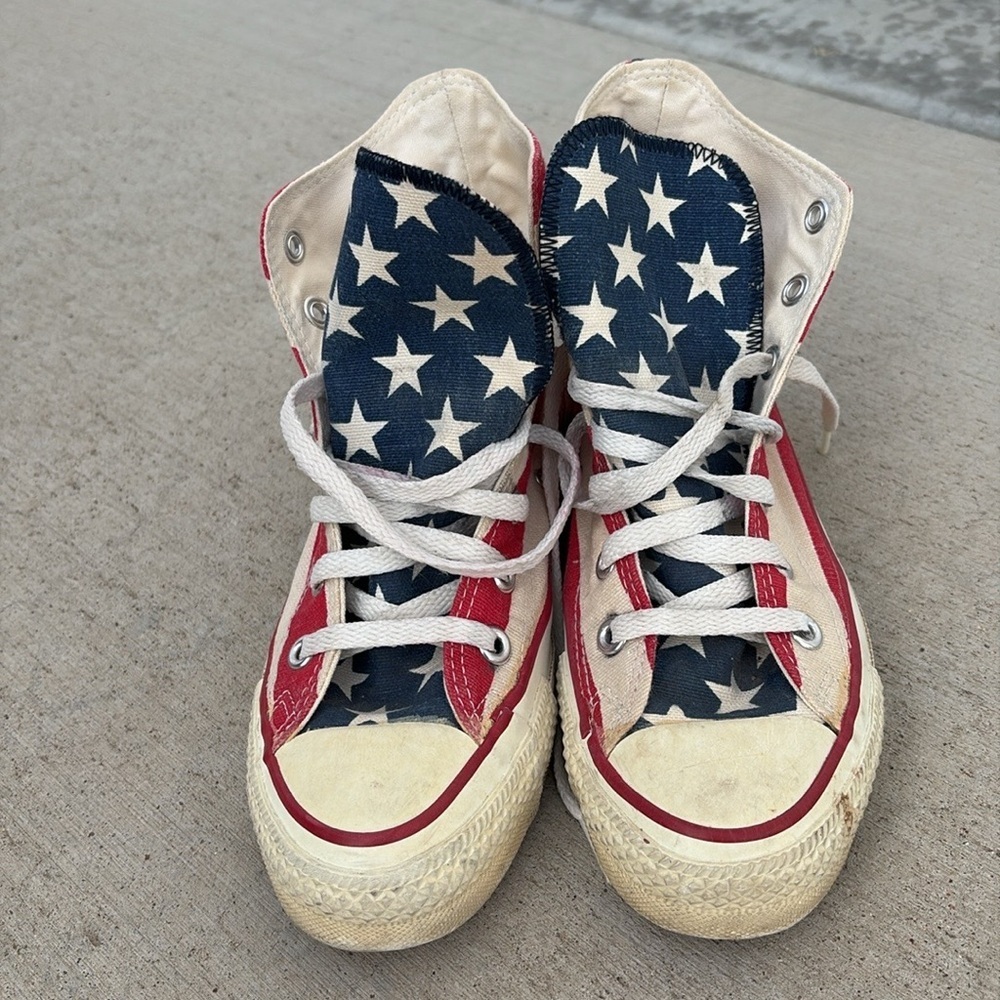 Converse All Star American Flag High Top Sneakers – Made in USA – Youth Size 4.5